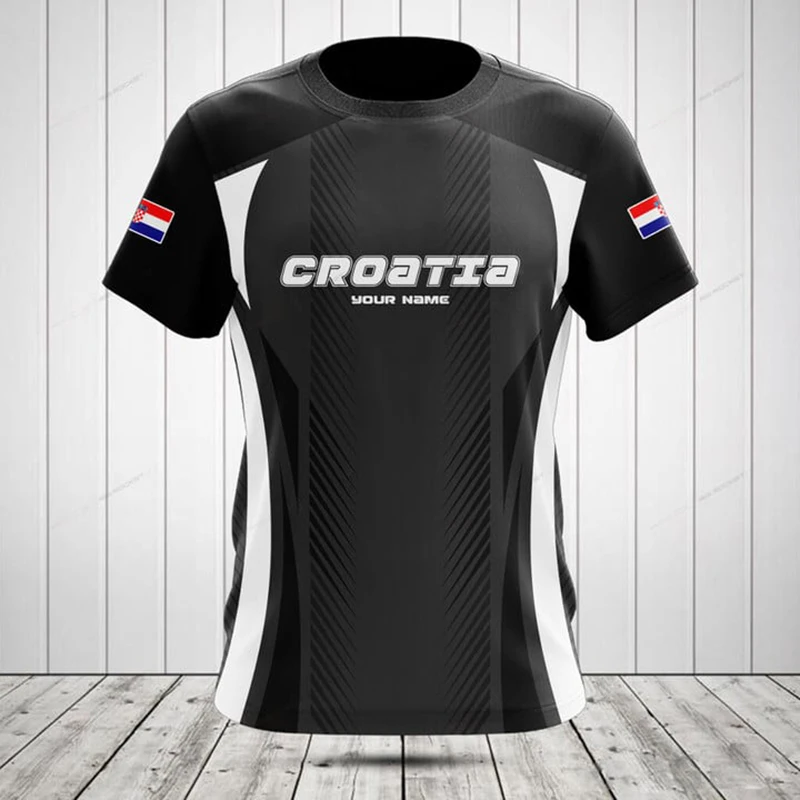 Custom Name Summer Casual Croatia Flag Graphic T-shirts Cool Men's Fashion Jersey Loose Short Sleeve Outdoor Streetwear - view 4