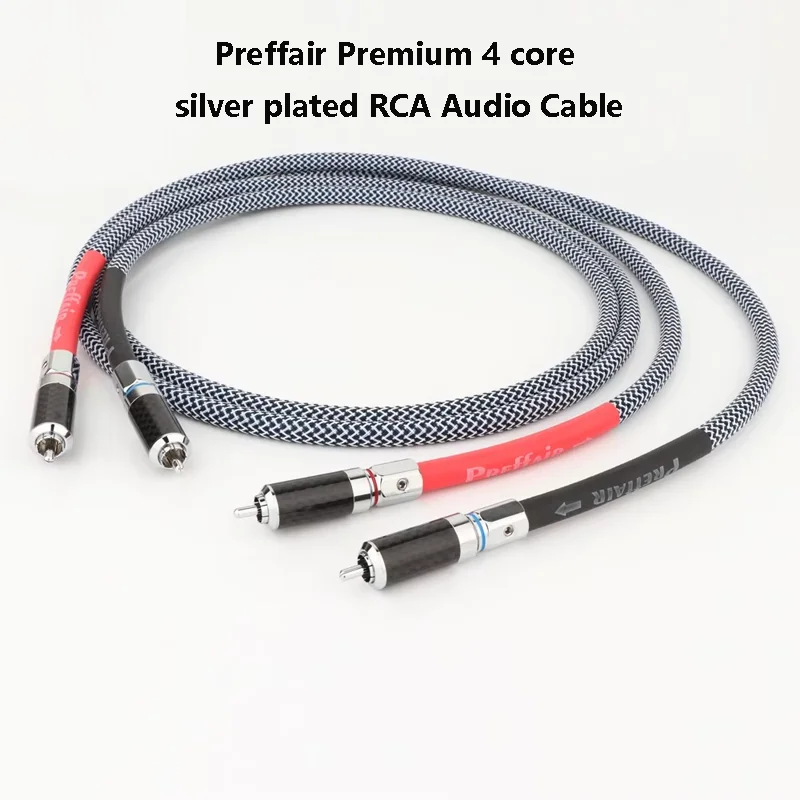 

Preffair 4-жильный посеребренный соединительный кабель 6N OFC HiFi RCA Пара — родиевые разъемы RCA Аудиокабель премиум-класса