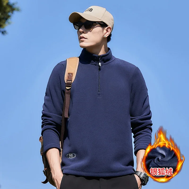 

New High Quality Warm Winter Autumn Pullover Sweatshirts for Men Stand Collar Cotton Knitted Sweatshirts Long Sleeve Sweatshirts