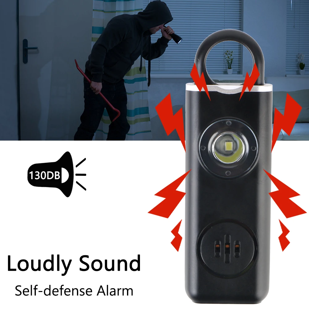 Personal Self Defense Alarm 130dB Self Defense Siren With LED Light Emergency Anti-Attack For Women Girl Personal Keychain Alarm