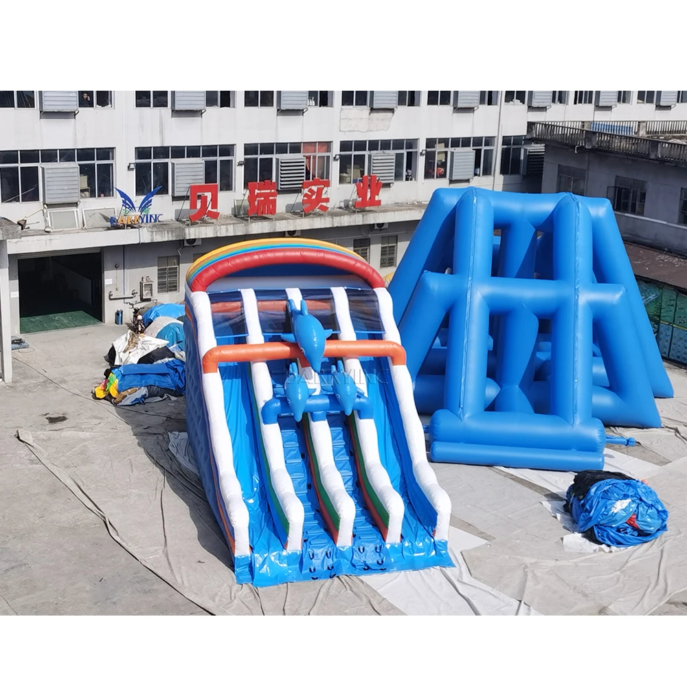 Custom Made Kids Residential Splash Inflatable Swimming Pool Water Slide Outdoor Water Park Large Inflatable Pool Water Slide