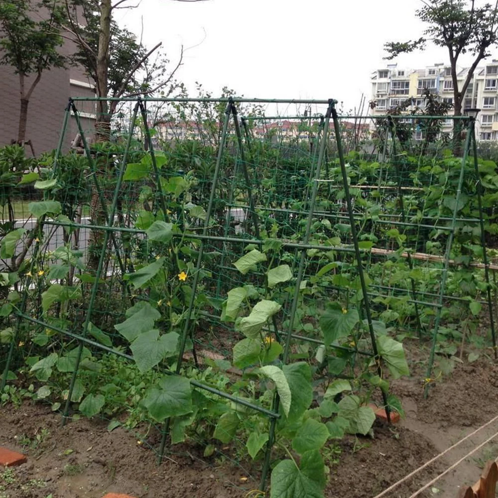 Heavy Cucumber Trellis Set A-Frame with Net Garden Vegetable Plant Grow Supports Fit Climbing Plant