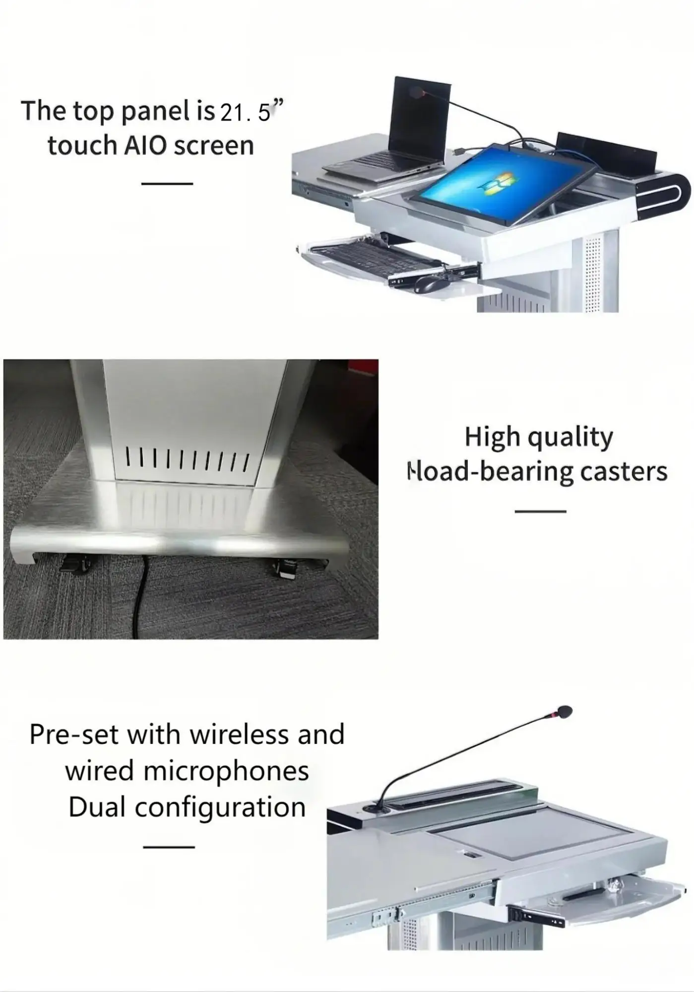 

Multimedia Conference Lectern, Smart Podium with Touchscreen & Wireless Charging for Education