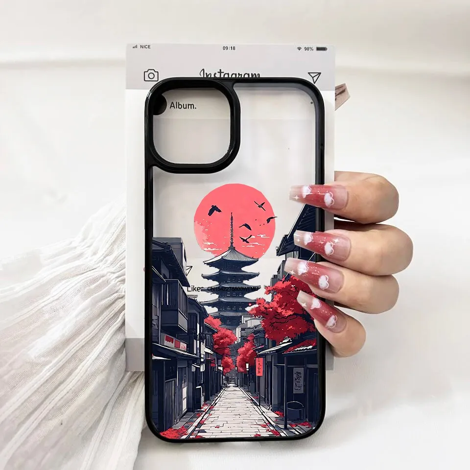 اليابان أنيمي الغروب الجبل المشهد جراب هاتف آيفون 17 16e 16 15 14 13 12 11 الهواء برو ماكس X XR XSMAX 8 زائد غطاء فاخر