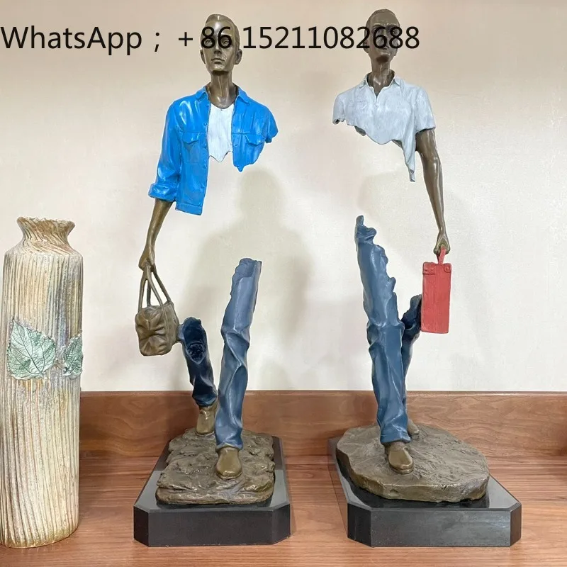 SCY abstract bronze sculpture traveler invisible man creative art decoration wine rack porch ornament