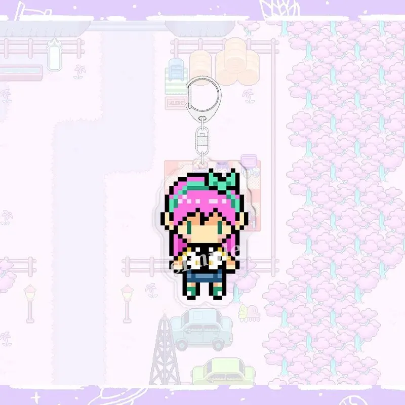 سلسلة مفاتيح لعبة كرتونية أكريليك من أوموري ، أوموري ، شخصية بكسل ، حلقة مفاتيح ممتعة ومبتكرة ، Kel Hero ، قلادة ريحان ماري مشمسة ، إكسسوارات حقيبة سيارة