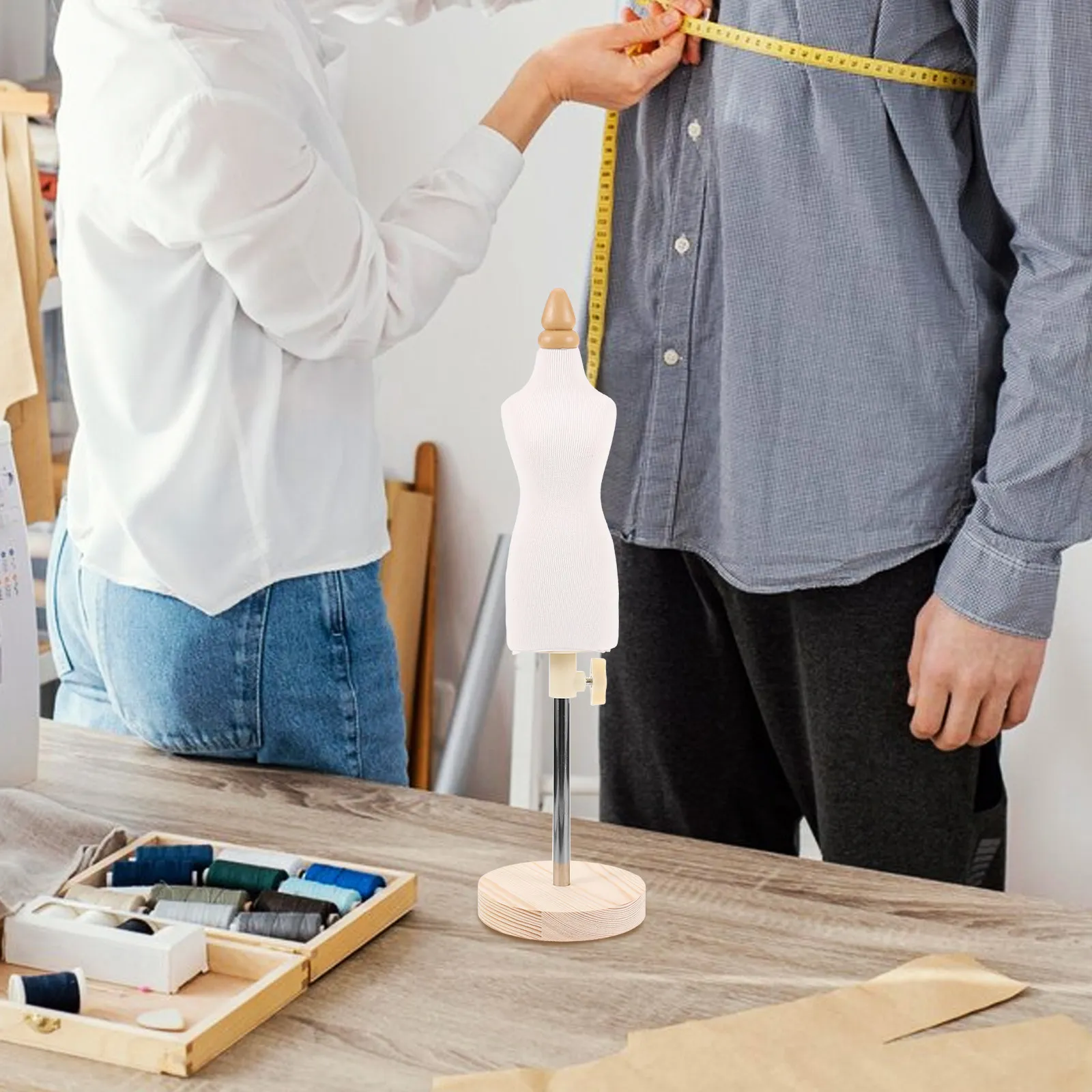 

Манекен для дизайна одежды женский, из ПУ и эластичного хлопка, на деревянной основе, прочный, портативный, для демонстрации платьев, настольный, для шитья
