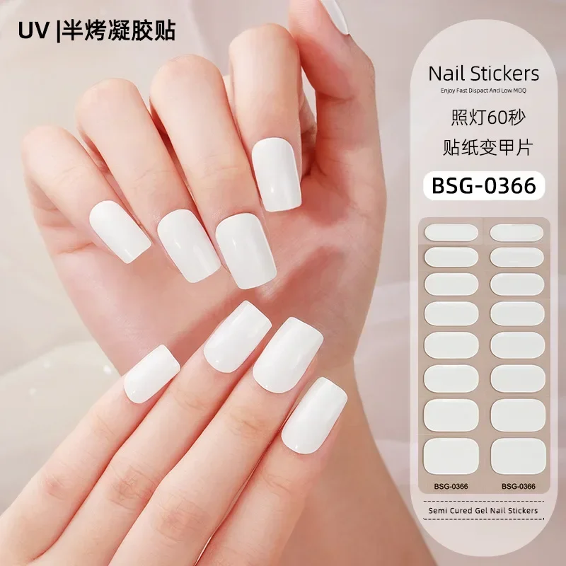 Gel Nagel Verbetering Sticker Effen Kleur Lente-Ui Poeder Uv Fototherapie 3d Stereo Semi Curing Gel Nagel Stcikers Uv Lamp Nodig