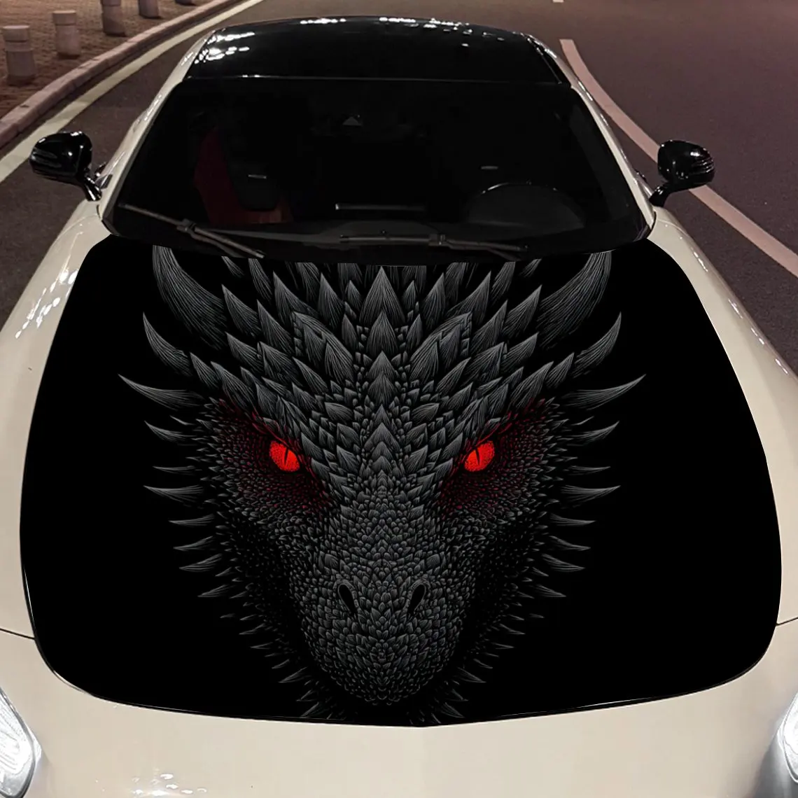 

Red-Eyed Long-Scaled Evil Dragon Car Hood Vinyl Stickers Car Surface Protection Decal Car Decoration Cover Vinyl Wraps Waterproo