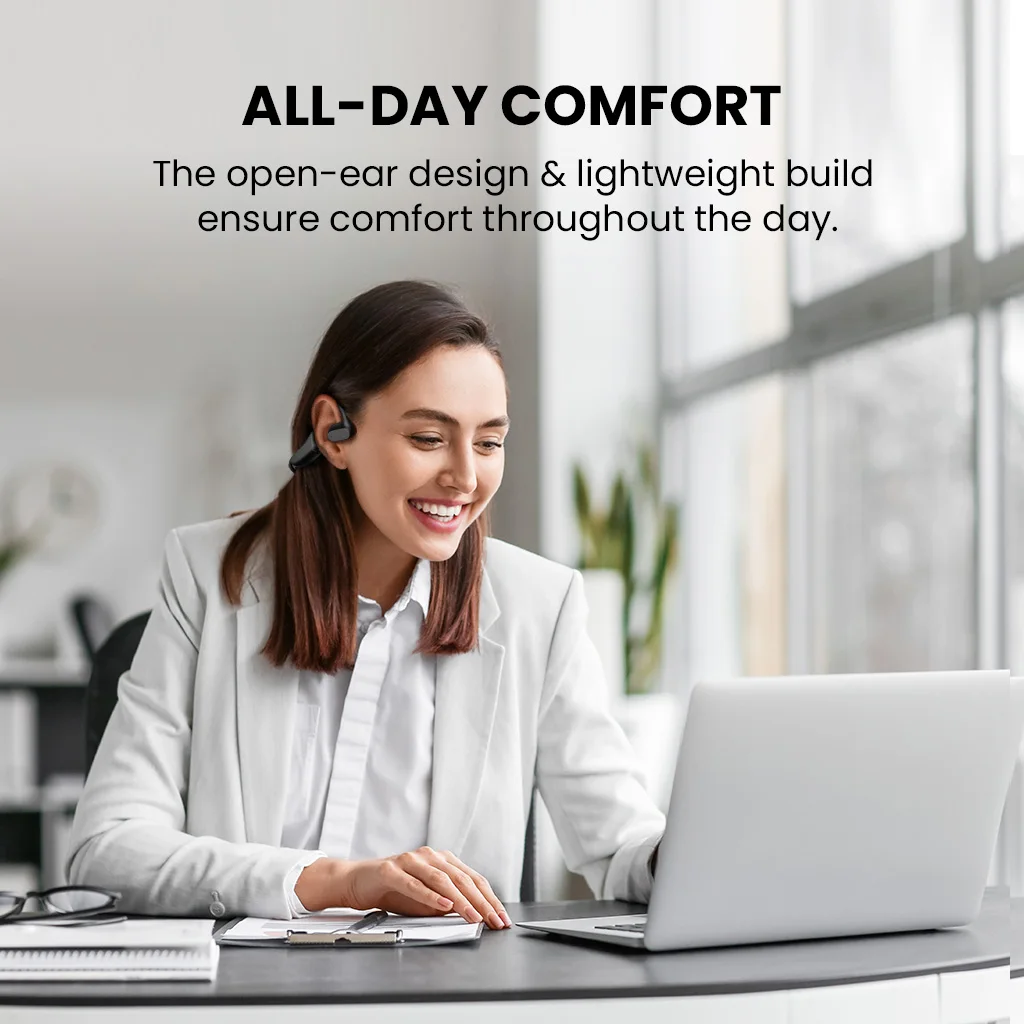 Lingo N21 - سماعة رأس لاسلكية مفتوحة الأذن مع ميكروفون ومرشح للضوضاء وقاعدة شحن، سماعات بلوتوث 5.3 للكمبيوتر الشخصي