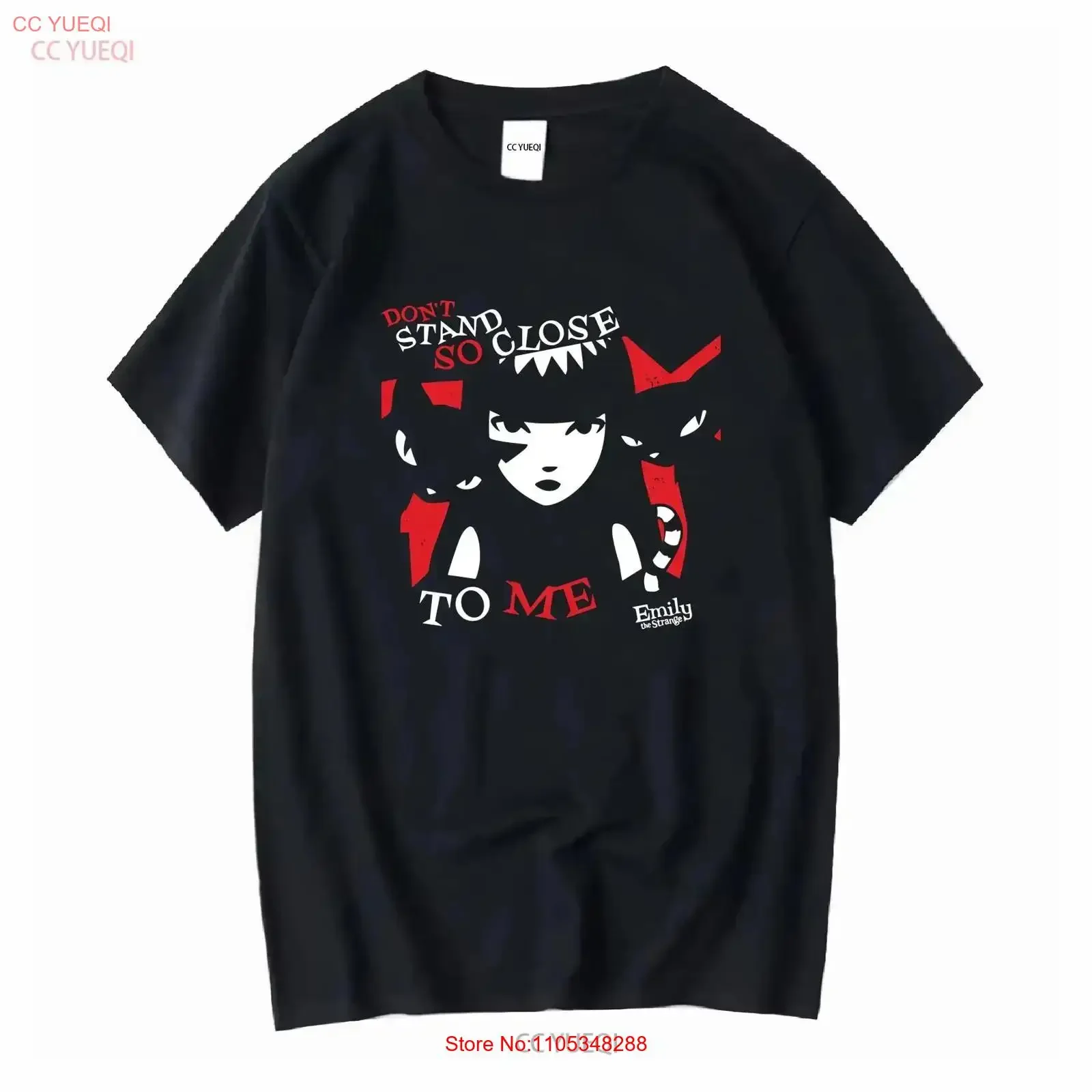 Emily The Strange T-Shirt Goth Cartoon Vintage Emo Scene Y2K 2000er Jahre Hot Topic Washed Vintage Washed Weich Atmungsaktiv Dehnbar