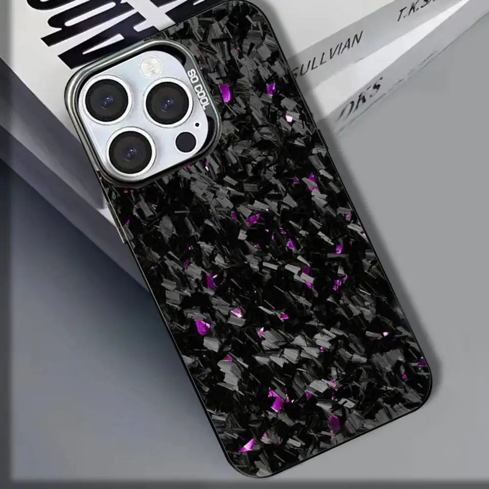 حافظة هاتف فنية من ألياف الكربون لهاتف آيفون 16,15,14,13,12,11,8,7,Pro,Max,Plus,Mini,XS,SE غطاء غير لامع مقاوم للصدمات