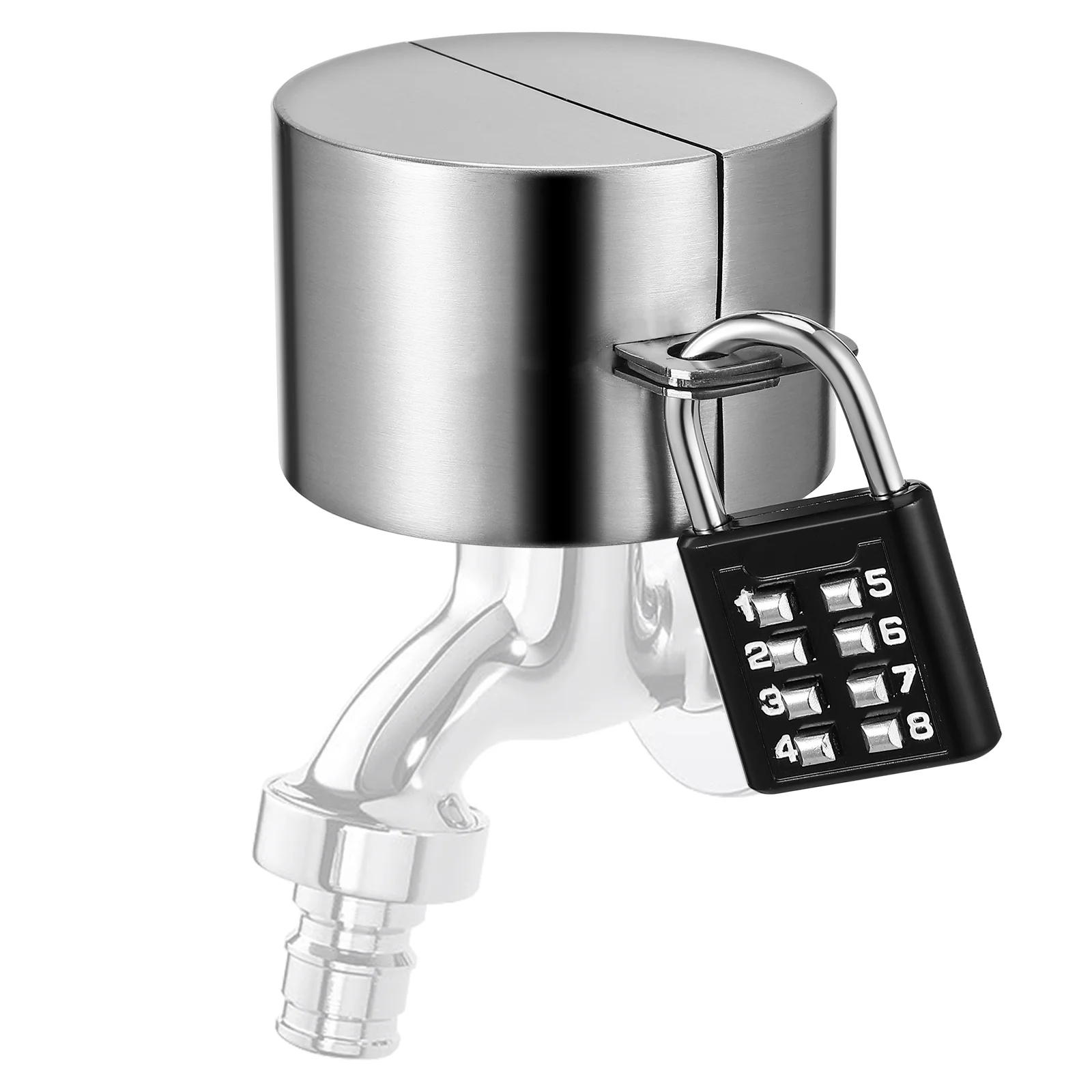 

Outdoor Water Spigot Lock Stainless Steel Faucet Protector Hose Bib Cover Coded Padlock Garden Locks Anti Theft Faucets