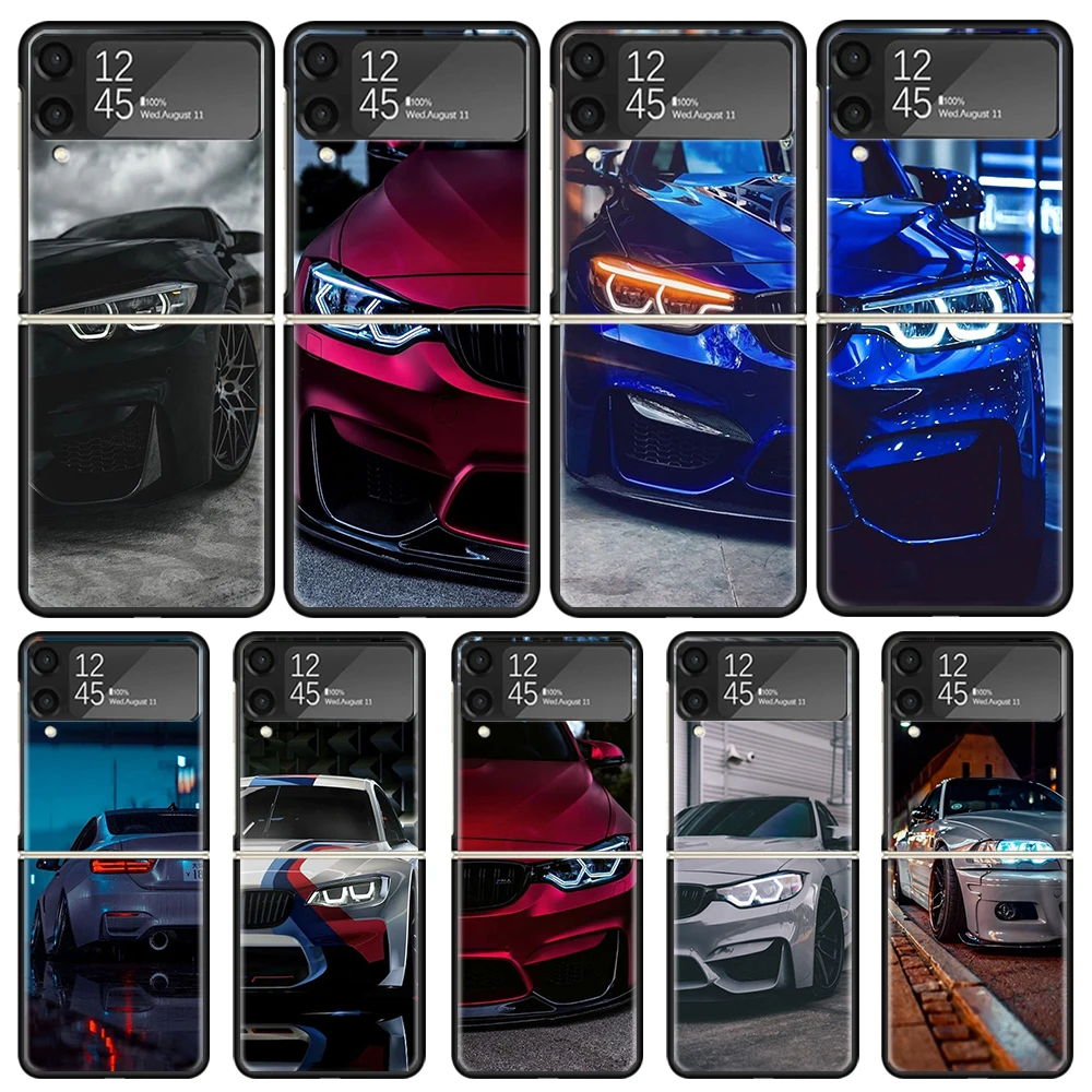 Blue Red Car for Bmw Phone Case For Samsung Galaxy Z Flip3 Flip4 Flip5 Flip6 PC Shell For Z Flip 3 4 5 6 Hard Folding Art Cover