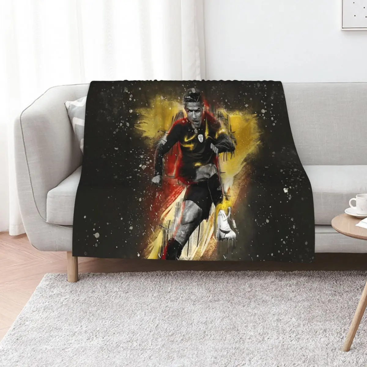 Cristiano Illustration Throw Blanket Weighted Soft Big Flannel Sofas Blankets Sofas Of Decoration Sofa Throw Blankets