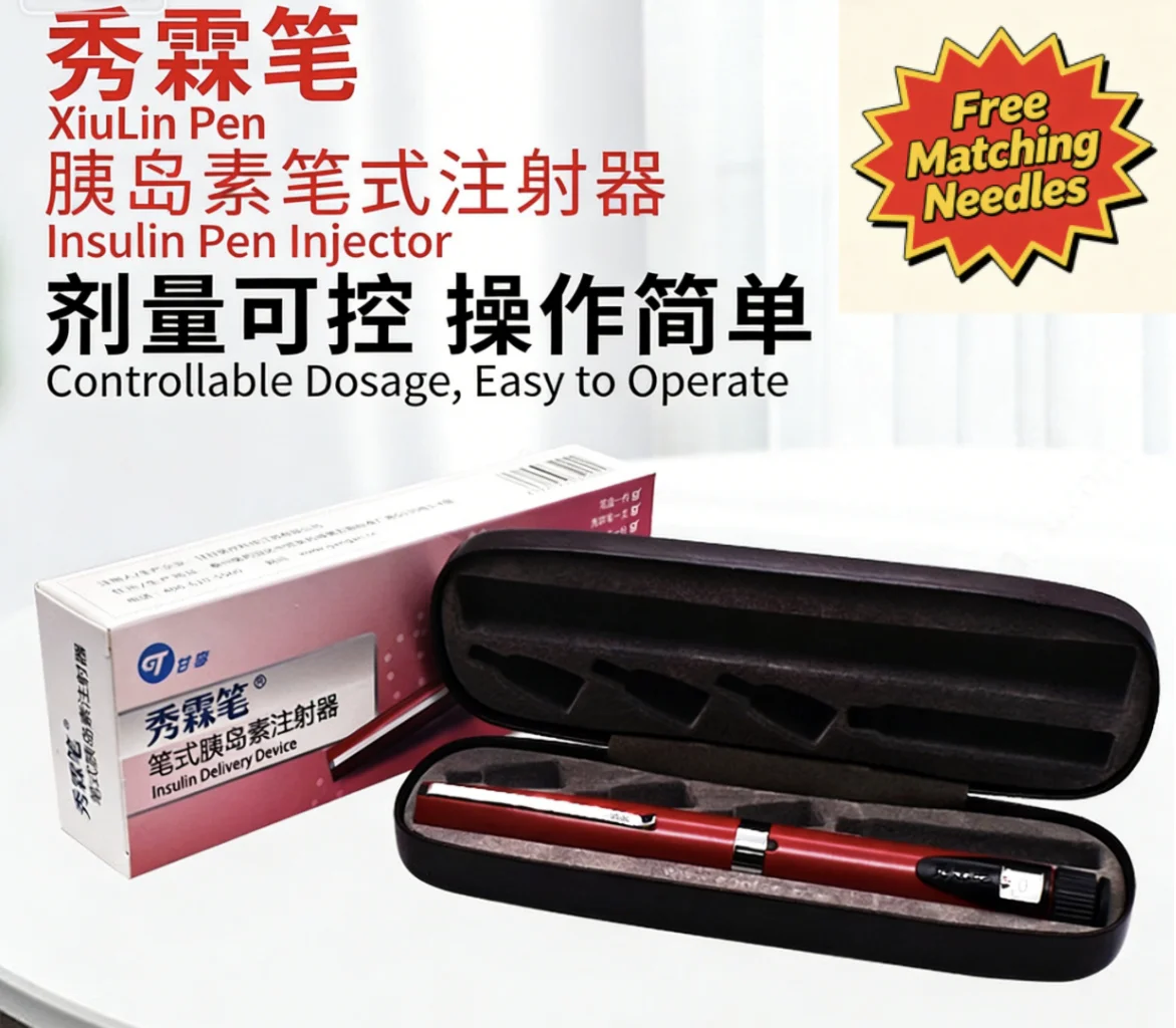 Ganlee Xiu Lin Pen Insulin Injector – Reusable Insulin Pen Compatible with Gan & Li 3mL Cartridges（Blue or Red）