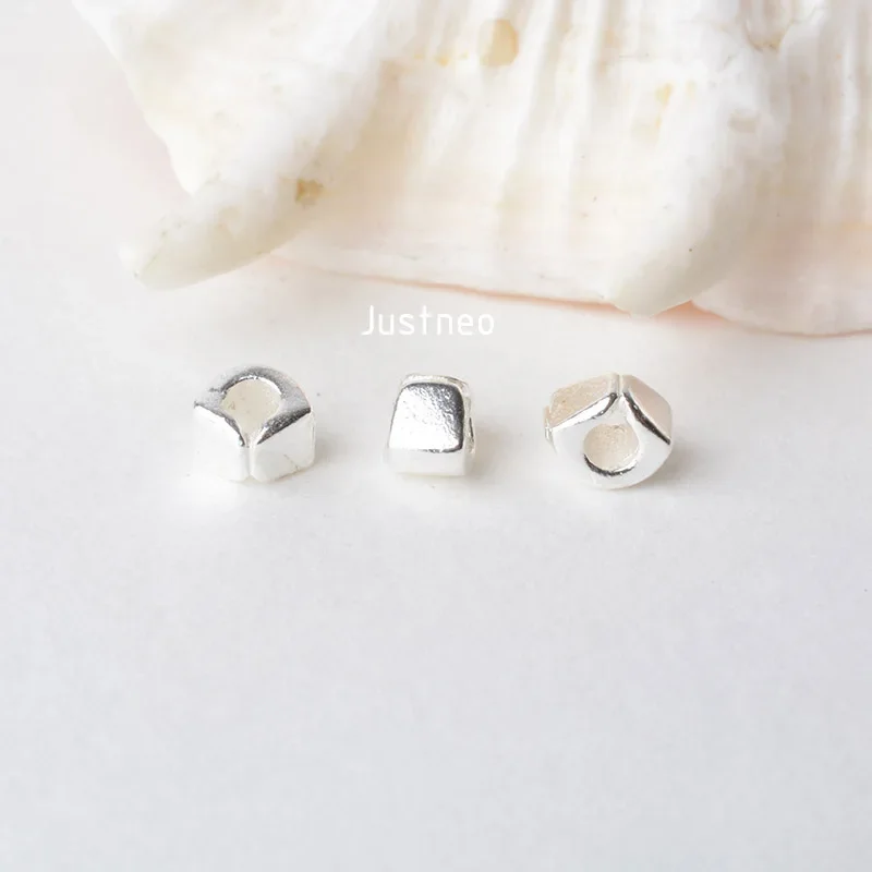 solid 925 sterling silver sector charm beads, spacer loose bead with 1.9mm hole jewelry diy components accessories