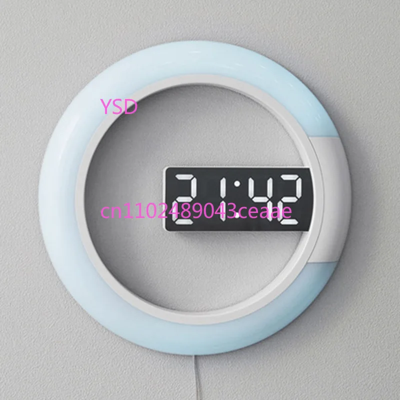 

LED mirror hollow wall clock, multifunctional fashionable electronic clock, creative simple silent digital alarm clock for home.