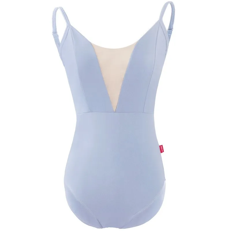 Leotardo de Ballet con cuello en V para mujer, traje de baile de gimnasia, Ropa de baile clásica, Body de Ballet de color sólido