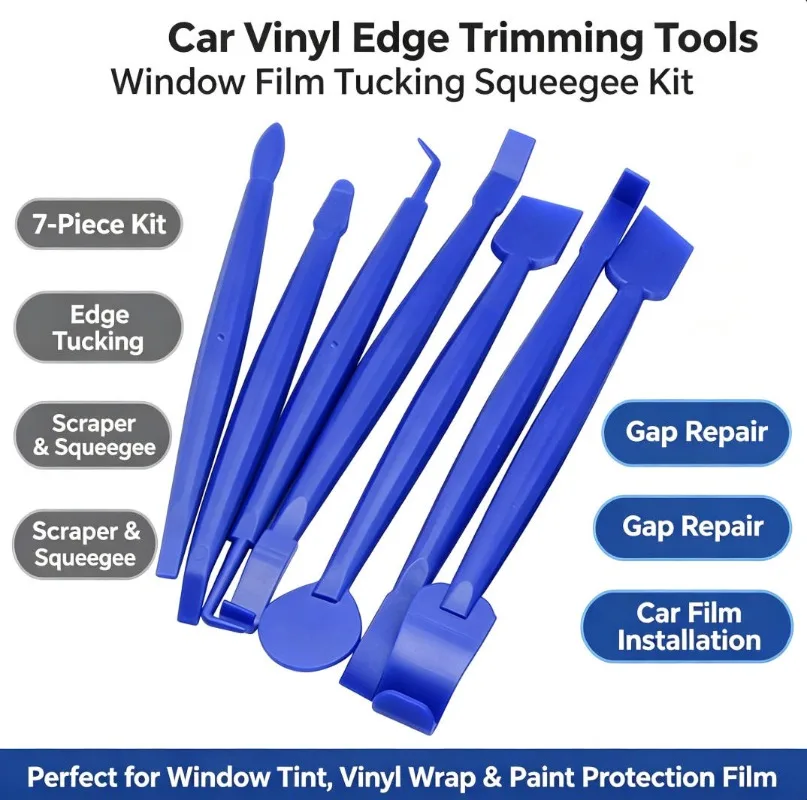 Car Vinyl Wrap Edge Tucking Tools, Plastic Scraper Trimming Kit for Color Change Film & Paint Protection Film Edge Finishing