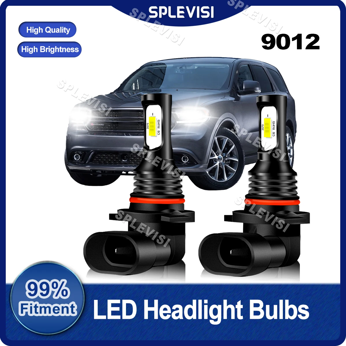 

2PCS Substitution 9012 Bulbs LED Headlight 9V-36V 70W 8000LM/Pair For Dodge Durango 2014-2015 Xenon White Replace Car Headlamp