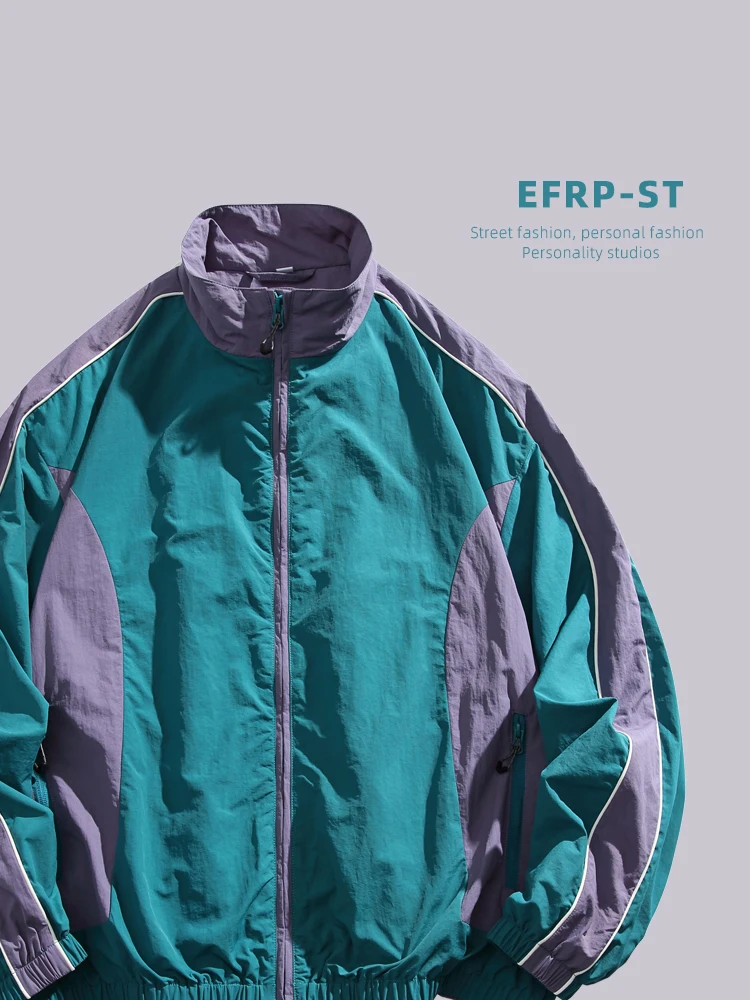 outdoor-unisex-color-block-jacket-efrp-brand-spring-autumn-men's-women's-contrast-patchwork-polyester-fabric