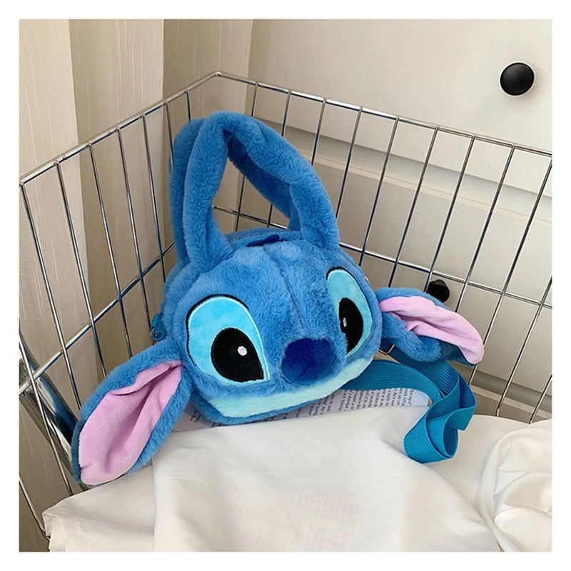 Disney Stitch Plush Messenger กระเป๋าการ์ตูนผู้หญิงแฟชั่นไหล่กระเป๋าน่ารักอะนิเมะสไตล์น่ารักตุ๊กตากระเป๋าถือของขวัญวันเกิด