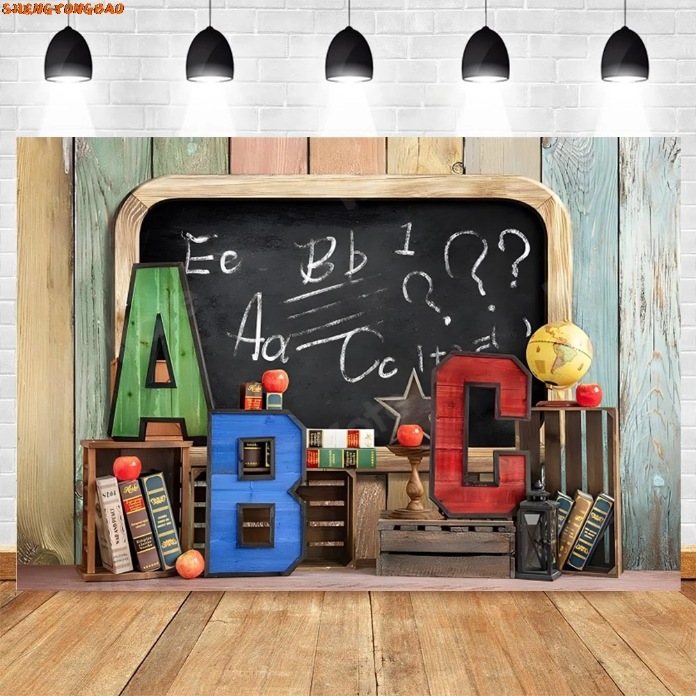 Back to School Photography Backdrop Student Desk Chair Blackboard School Study Classroom Decoration Background Photobooth Props