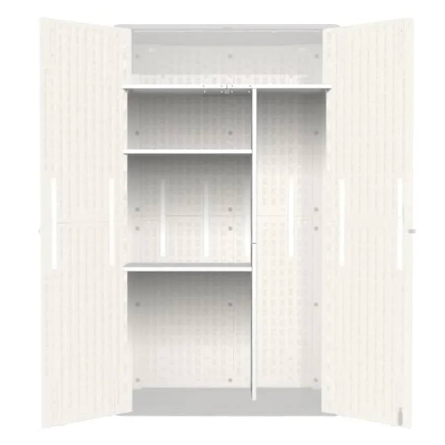 Weatherproof Outdoor Storage Shed Shelf, Metal, White, Easy Assembly with Screw and Nuts, 45.6''L×13.2''W×69.9''H