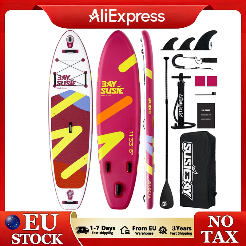 BAY SUSIE 335*84*15CM Tabla de Paddle Surf Inflable Antideslizante para Deportes Acuáticos, Tabla de Stand Up Paddle, Tabla de Surf SUP