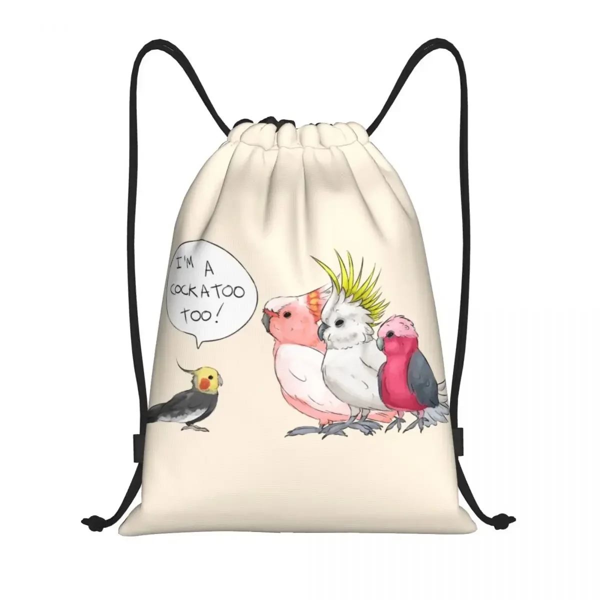 

Funny Cockatoo Cockatiel Drawstring Bag Women Men Foldable Sports Gym Sackpack Parrot Birds Shopping Storage Backpacks