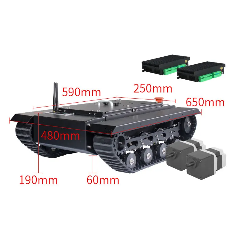 TR500S Chassis All-Terrain Chassis Rubber Track Assembled Load 50KG Robot Chassis Tank without Controller