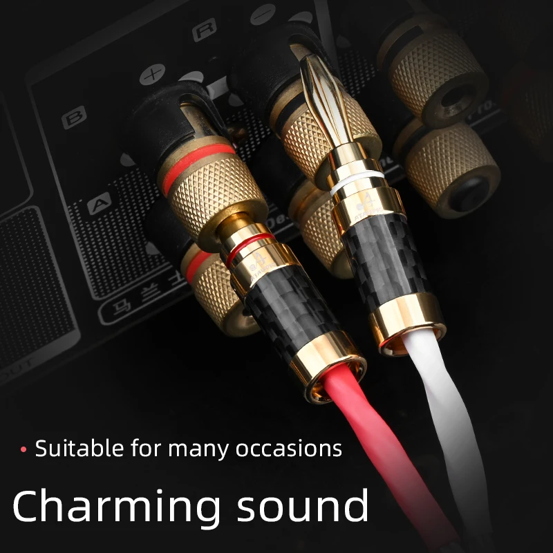 ATAUDIO Hifi Speaker Cable High Quality OCC Silver Core For Hi-fi Systems Y Plug Banana Plug Amplifier Loudspeaker Cable