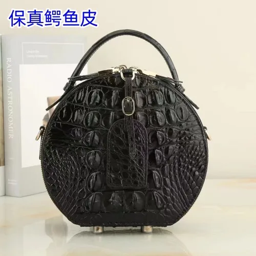 2024 New Crocodile Leather Women's Handbag Fashion Round Lady Shoulder Bag Leisure Small Crossbody Bag 45