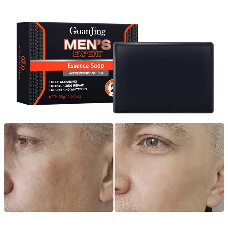 GuanJing Sabun Wajah Pria, produk perawatan kulit wajah Pengontrol Minyak Kulit pencerah pori-pori pembersih dalam 120g