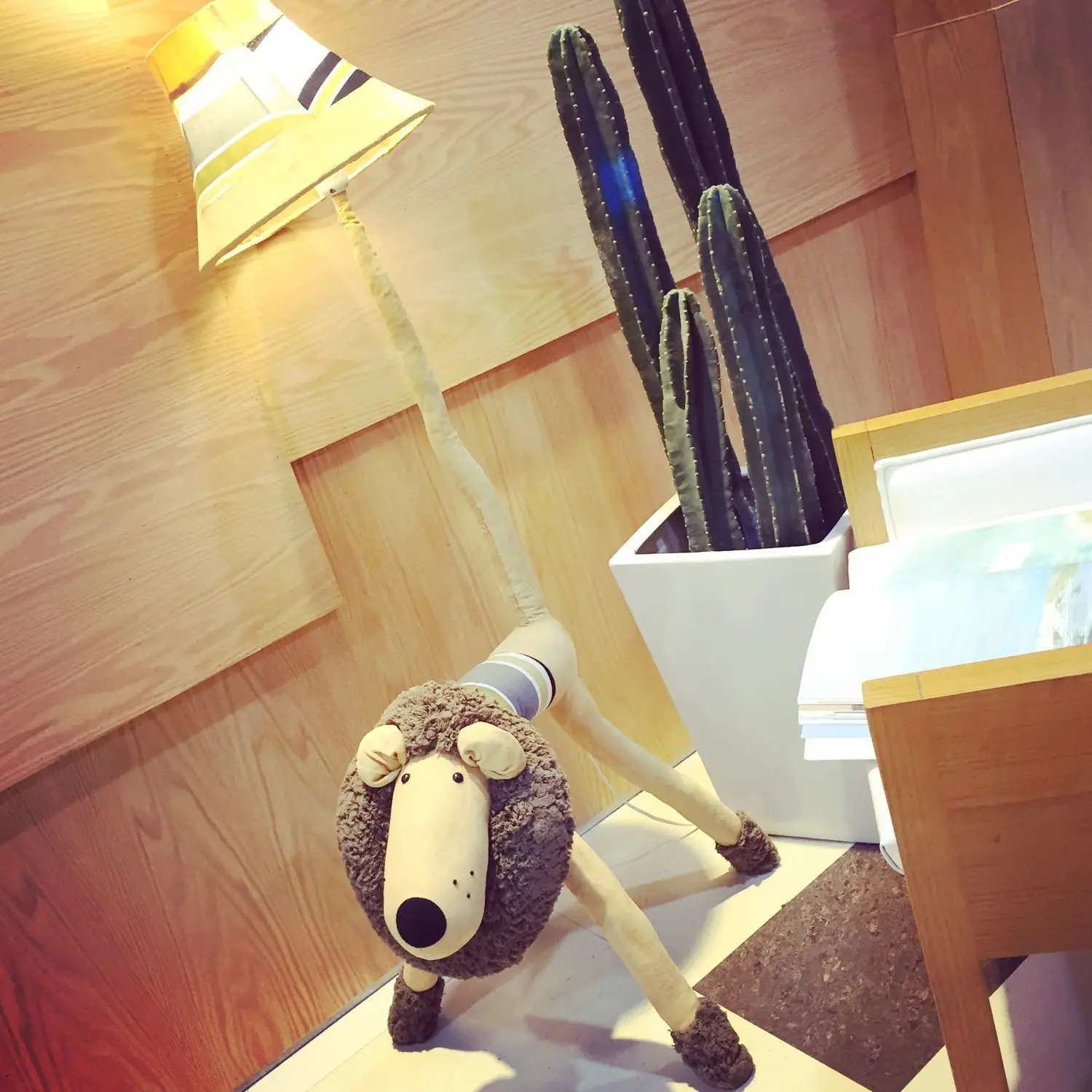 Floor Stand Lamp Decoration Fabric Handmade Animal Lion Monkey Poodle Dog Sheep Antelope Kids Floor Light for living room