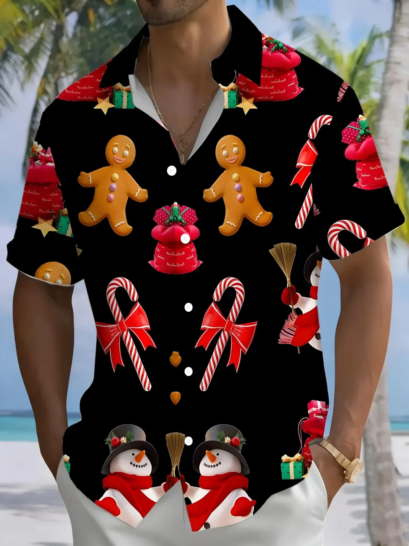 Summer Fashion Loose Fit Men's Hawaiian Shirt Man Short Sleeve Bold Party Print Lightweight Holiday Outfits