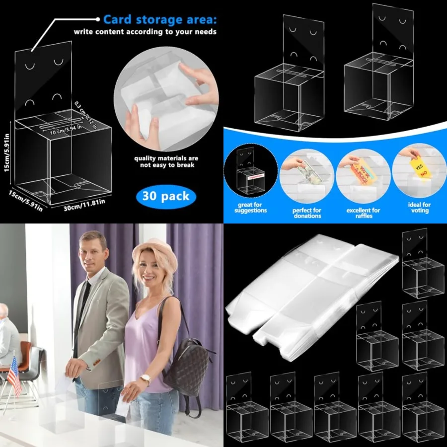 

Pieces Clear Raffle Boxes with Slot 6 x 6 x 6 Inch Plastic Donation Box Voting Suggestion Ballot Containers with Removable Head