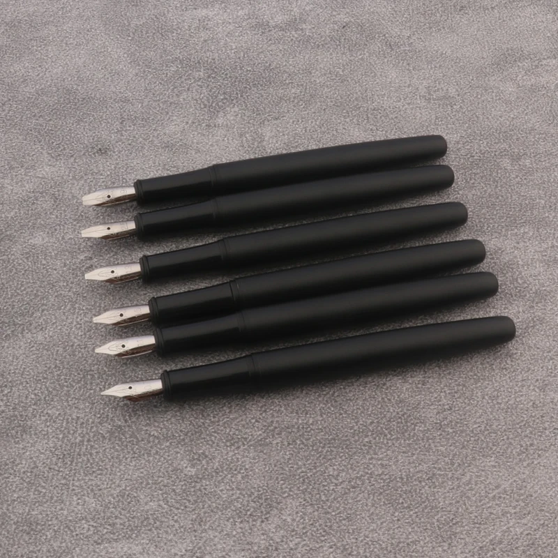 6pc Parallel Fountain Pen Frosted Black Ink Pen Gothic Arabic Italic 0.7/1.1/1.5/1.9/2.5/2.9mm Nib Office Supplies Pens