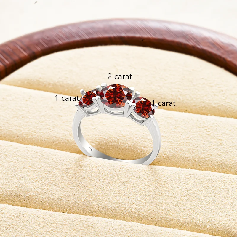 Total 4 Carat Moissanite Ring D Color VVS1 EX Round Moissanite Ring 925 Sterling Silver Eternity Ring Women Engagement Wedding view 2