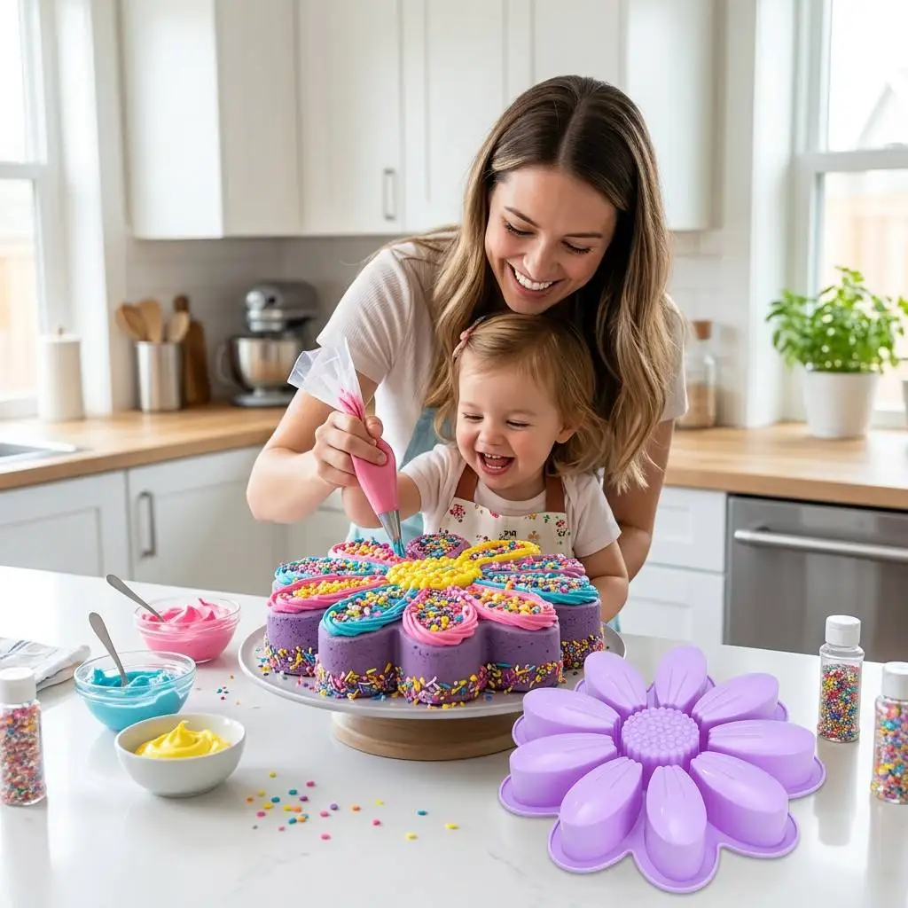 Food Grade Large Floral Silicone Cake Mold Sunflower Mousse Chocolate Bread Baking Pan BPA Free Non-stick Bakeware Kitchen Tools