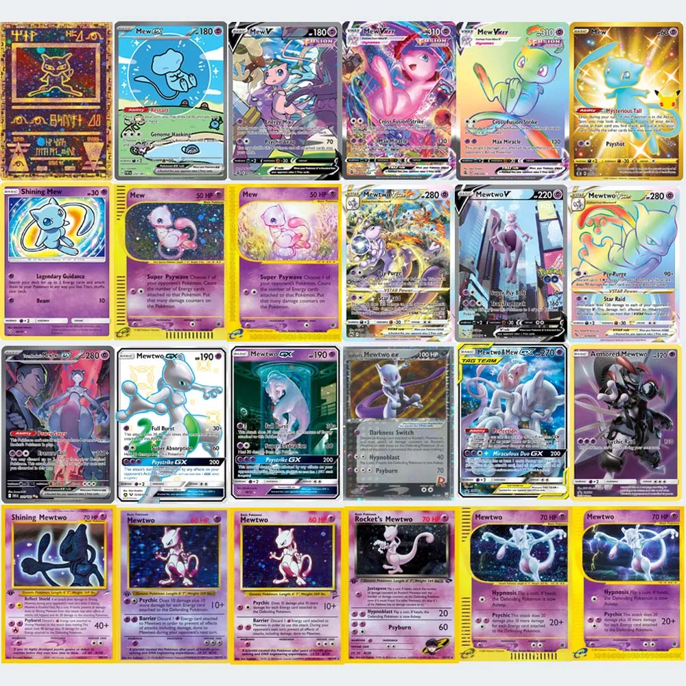 بطاقات Mew Mewtwo Pokemon Shining Mewtwo المجسم Mew Ex GX VMX الهوايات مجموعة نادرة بطاقات المعركة ألعاب بطاقات الوكيل الهدايا #1