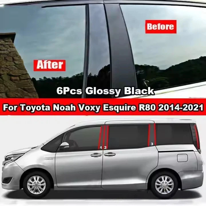 

For Toyota Noah R70/Voxy/80 Series 90 Series ESQUIRE window decoration with glossy black center pillar stickers