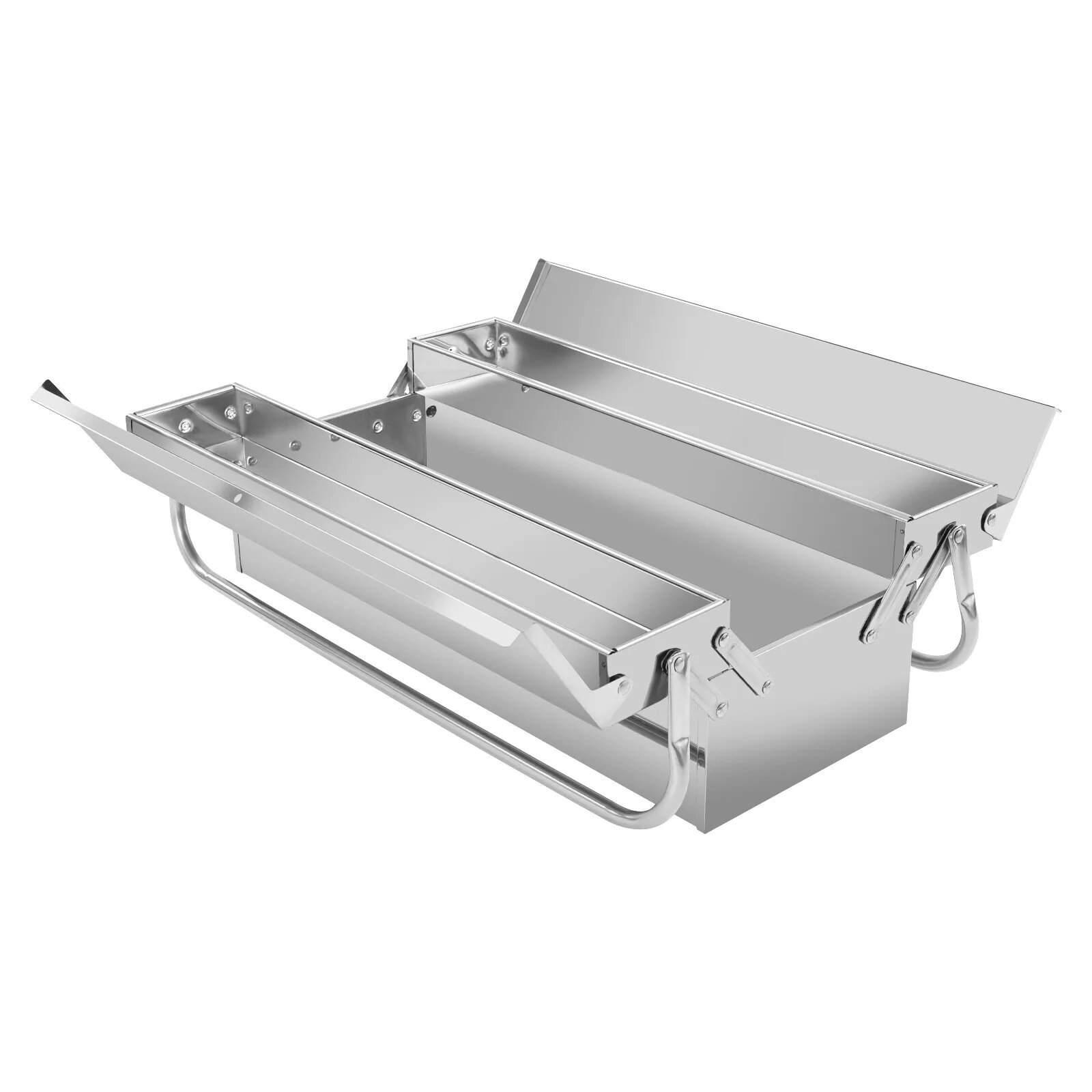 2-Layers Multi-Function Tool Organizer Tool Storage Box Folding Tool Box 410 Stainless Steel