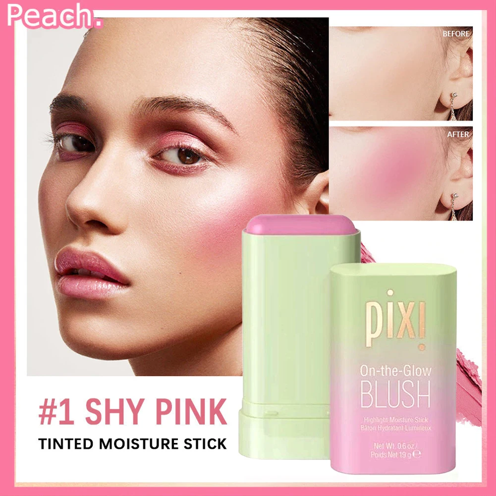ピクシー オンザグロー ブラッシュ フェイスメイクアップ、自然な輝きのある肌のためのアイシャドウ、リップスティック、パウダーブラッシャー、3in1ビューティースティック