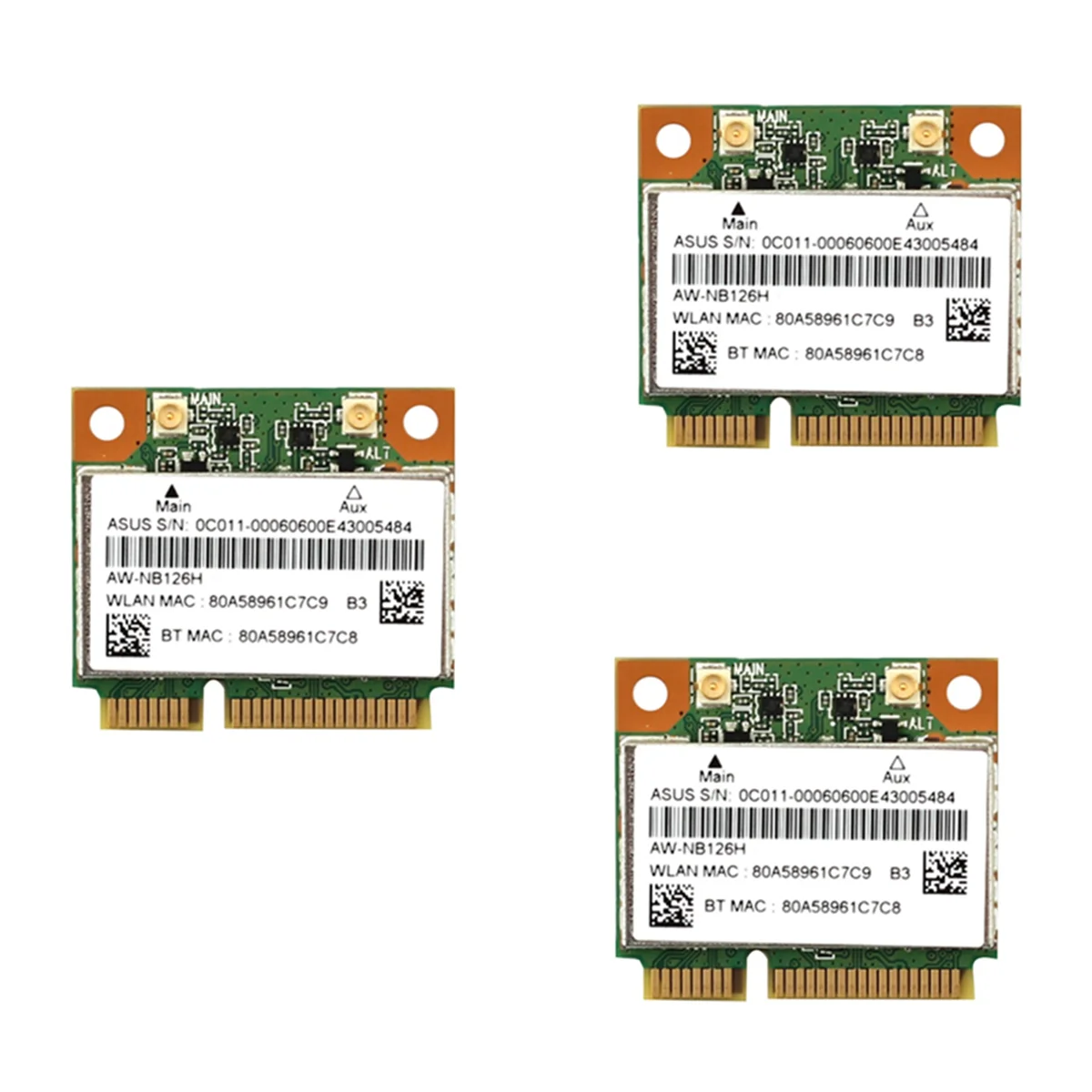 3X New for AzureWave AW-NB097H AW-NB100H AW-NB126H AR3012 AR5B225 Half Mini PCI-E Wifi BT4.0 Wlan Wireless Card