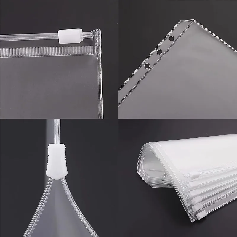 Nieuwe A5 A6 Kleur 6PCS Bindmiddel Zakken Bindmiddel Rits Mappen voor 6-Ring Notebook Bindmiddel Waterdichte PVC blad Document Filing Bag