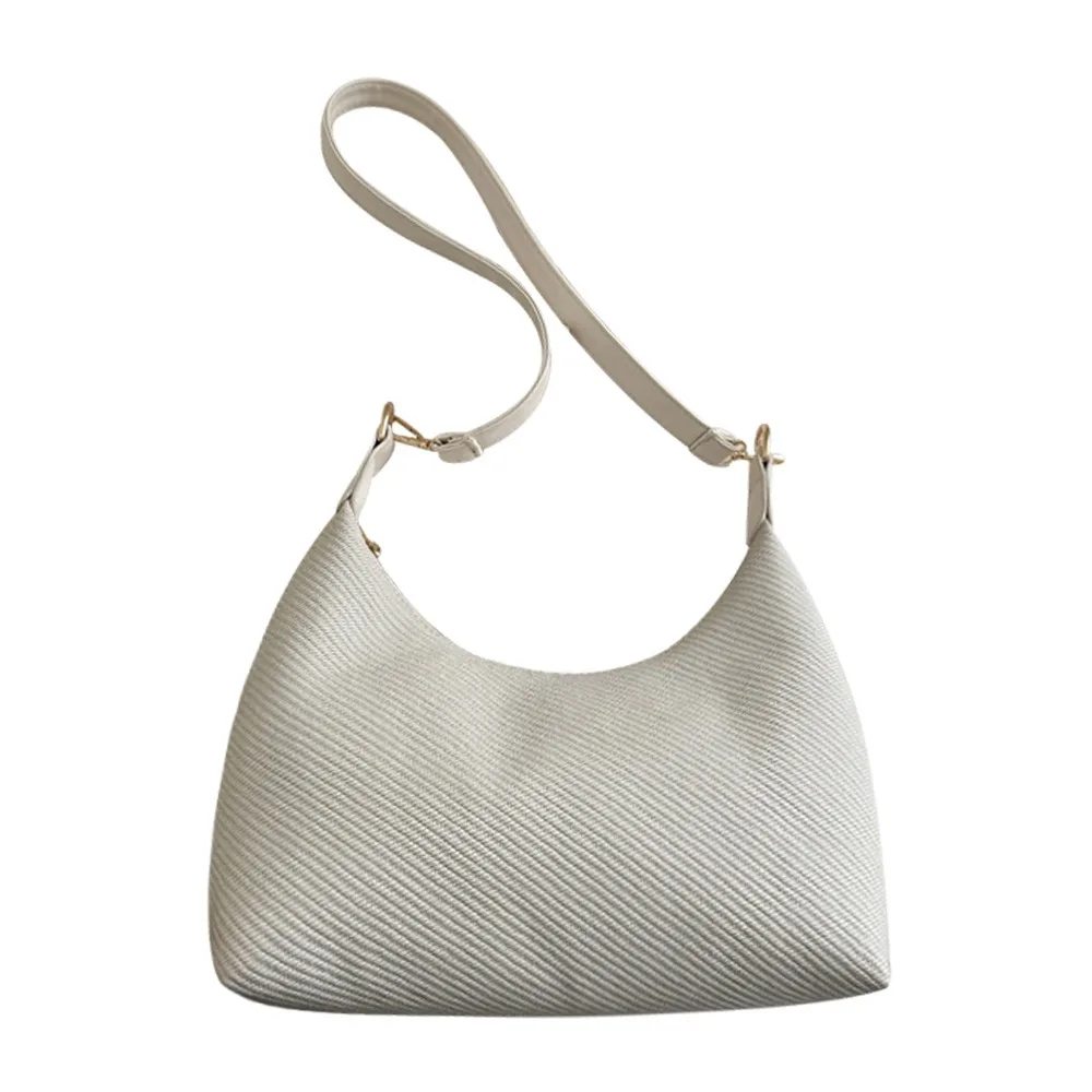 

Versatile Nylon Handbag Large Capacity Solid Color Semi-circular Bag Lightweight With Zipper Women's Bag Casual