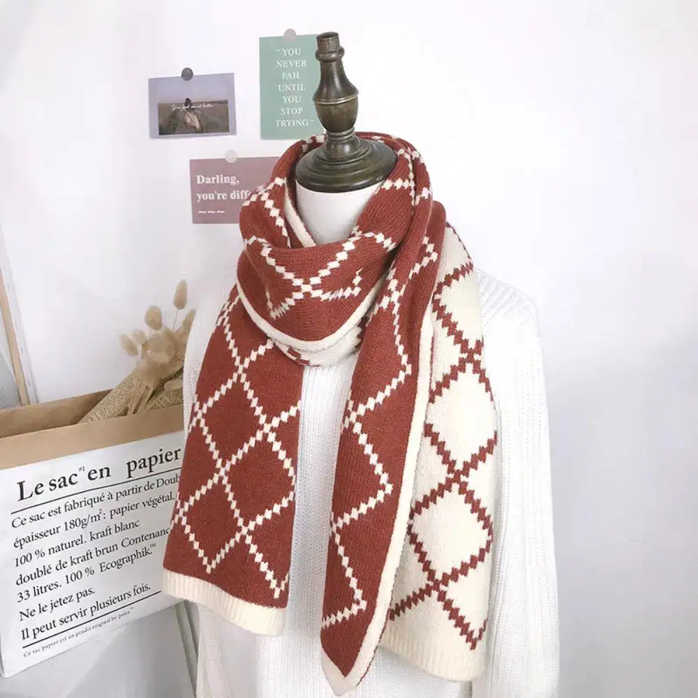 

New Thicken Double-sided Scarf For Women Warmer Winter Print Knitted Scarves Shawls Female Thick Blanket Wraps Foulard 2025