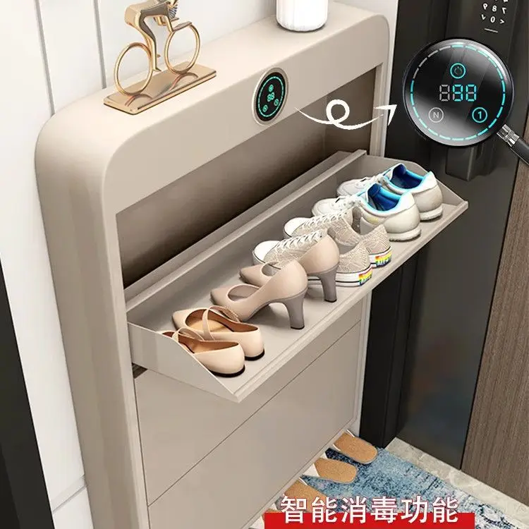 Intelligent disinfection shoe cabinet ultra-thin tipping bucket household door entrance door popular shoe rack